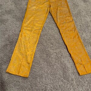 AKIRA Yellow Sequin Straight Leg Jeans